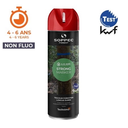 Bombe peinture marquage forestier rouge STRONG MARKER Soppec